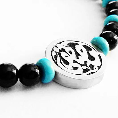 Onyx & Turquoise Calligraphy Bracelet